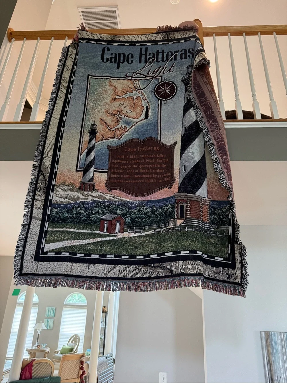 Cape Hatteras Outer Banks Tapestry Blanket 72 x 54 inches Like New